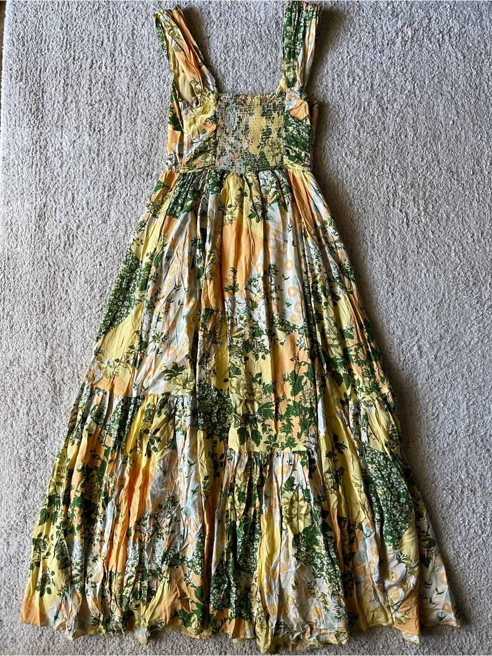 SOLD Free People Yellow and Green Floral Maxi Dress